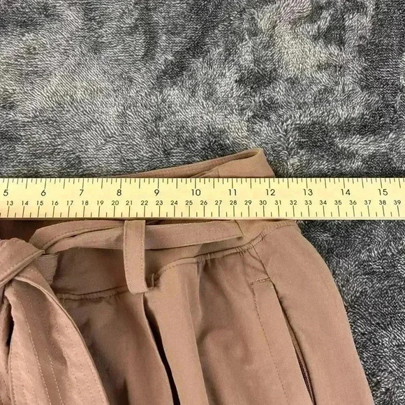 Athleta High-Rise Cardiff Pants Cuffed Pleated Belted Women's 10 Brown Pockets - Picture 6 of 12